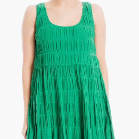 MAX STUDIO LONDON Texture Tiered Stretch Cotton Dress - Picture 2 of 6